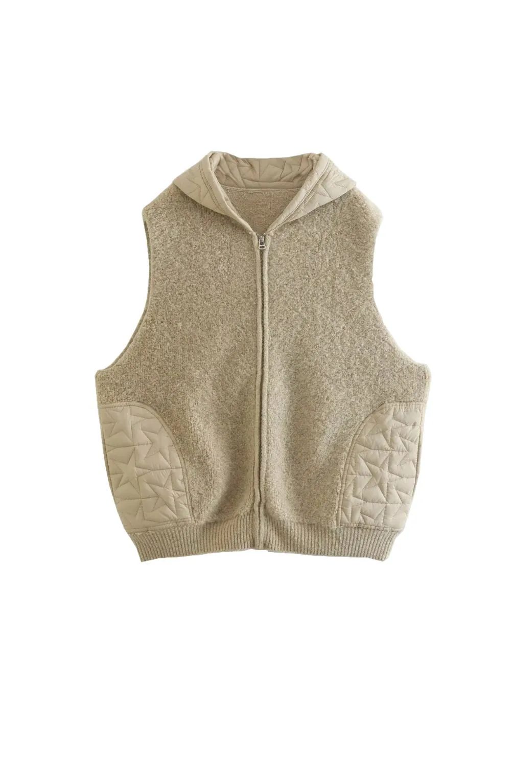 ‘ Dominic’ Knitted Hooded Zipper Vest with Pockets