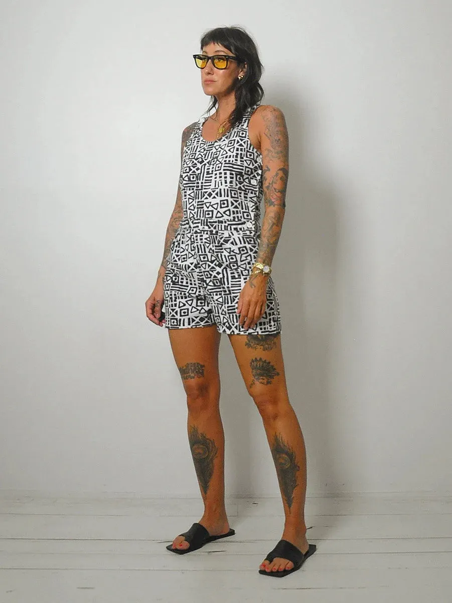 1980's Geo Print Cotton Romper