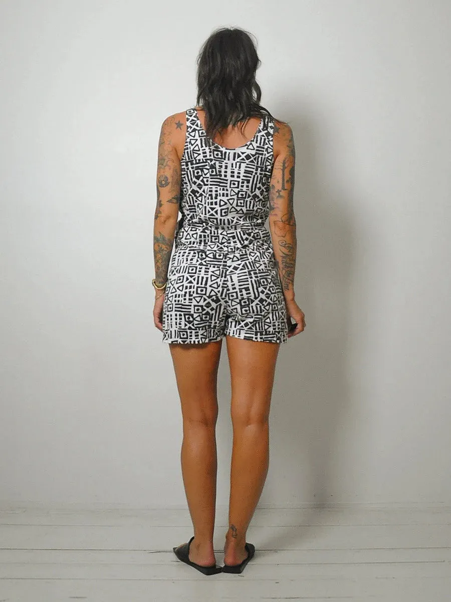 1980's Geo Print Cotton Romper