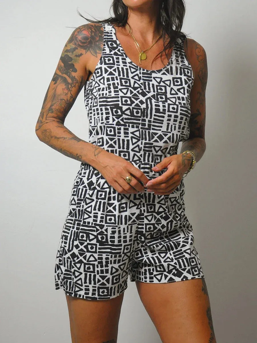 1980's Geo Print Cotton Romper