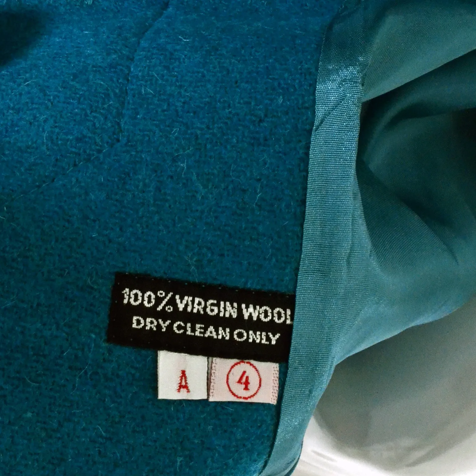 1980s Saxton Hall Turquoise Wool Coat w/ Pleated Back