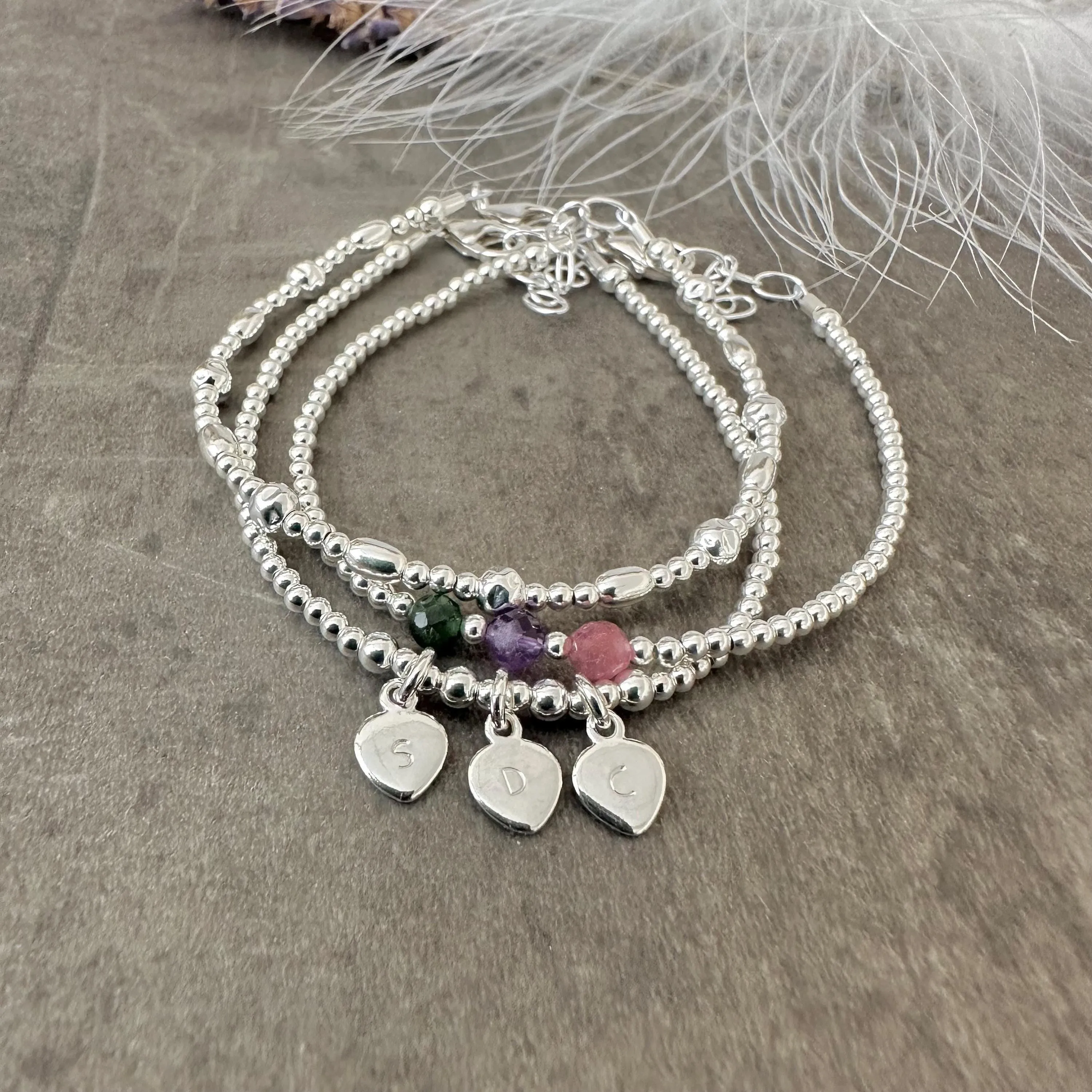 3 Bracelet Layering Set for Mothers, Family Birthstone Jewellery