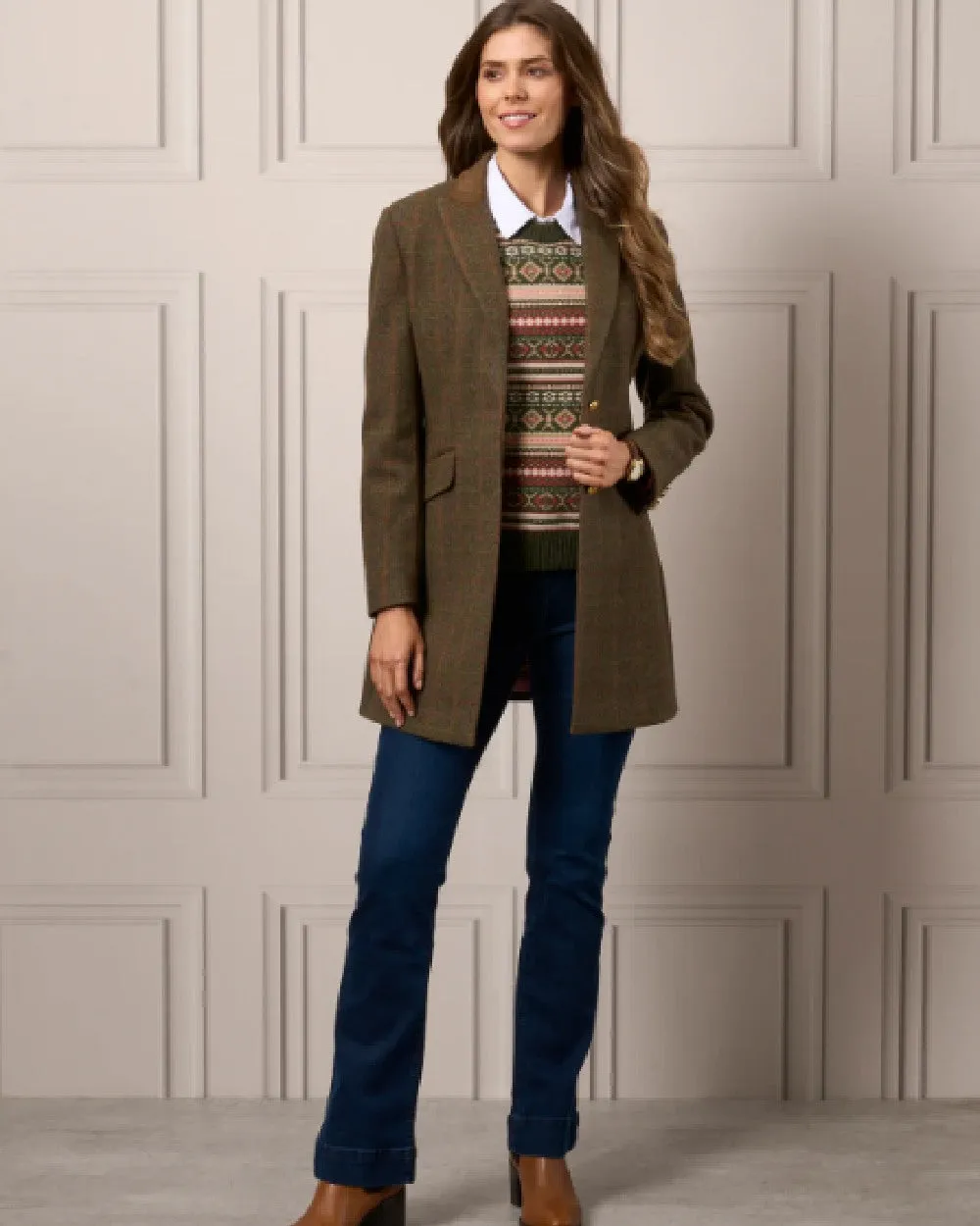 Alan Paine Surrey Mid-Thigh Tweed Coat