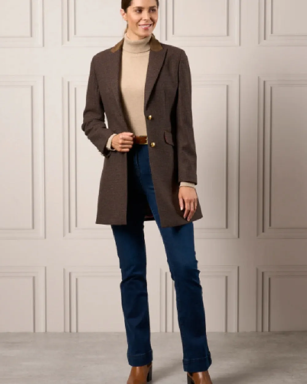 Alan Paine Surrey Mid-Thigh Tweed Coat
