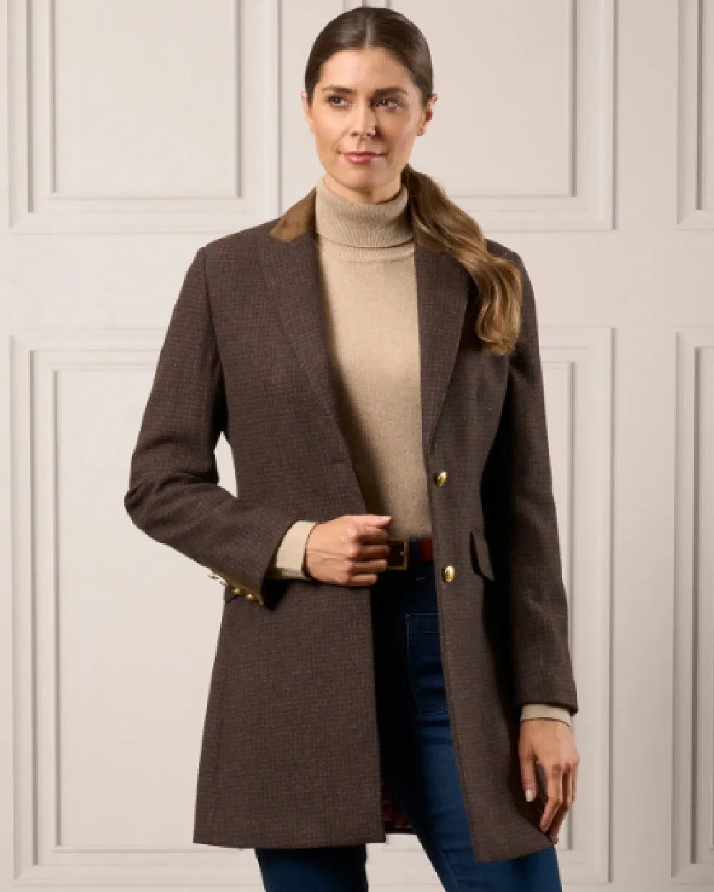 Alan Paine Surrey Mid-Thigh Tweed Coat