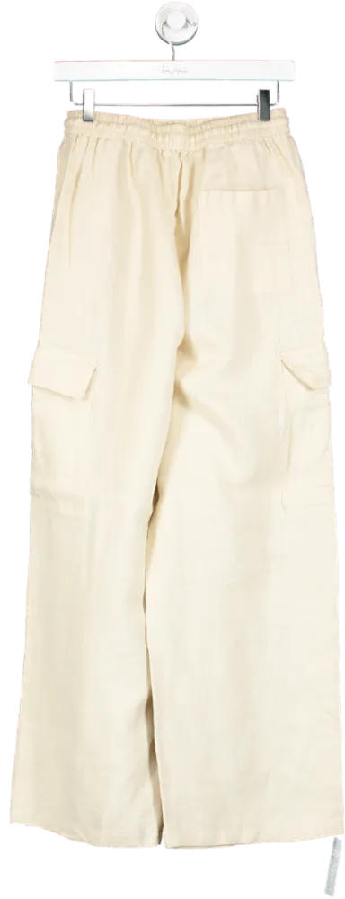 Albaray Beige Linen Cargo Trousers UK 10