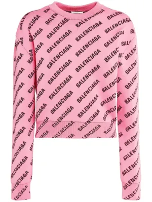 Balenciaga   All over logo cotton blend sweater 
