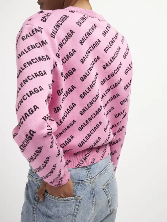 Balenciaga   All over logo cotton blend sweater 