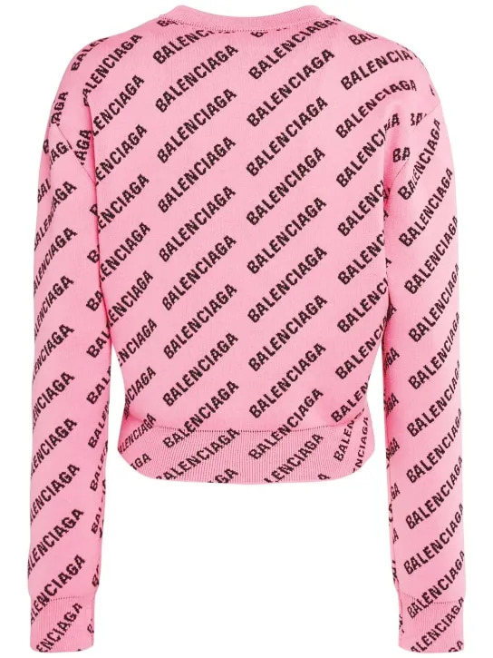 Balenciaga   All over logo cotton blend sweater 