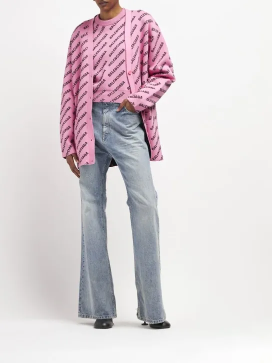 Balenciaga   All over logo cotton blend sweater 