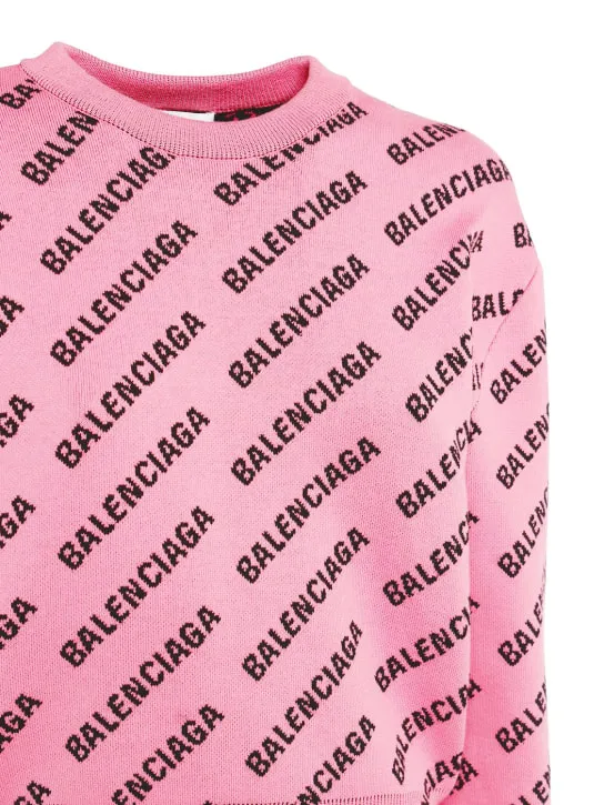 Balenciaga   All over logo cotton blend sweater 