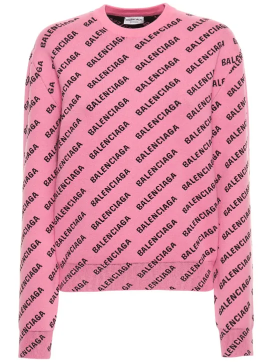 Balenciaga   All over logo cotton blend sweater 