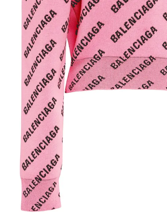 Balenciaga   All over logo cotton blend sweater 