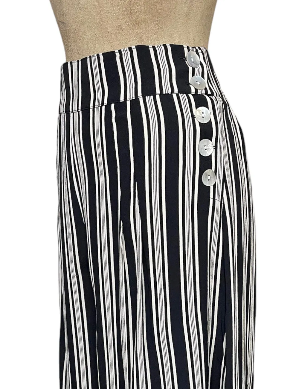 Black & White Noir Stripe High Waisted Culottes