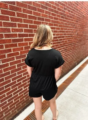 Black Button Romper - #6620-6623