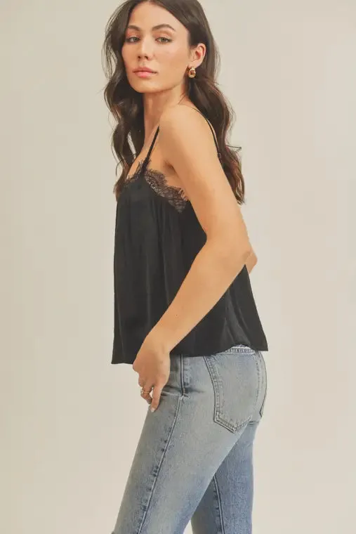 Black lace trim cami