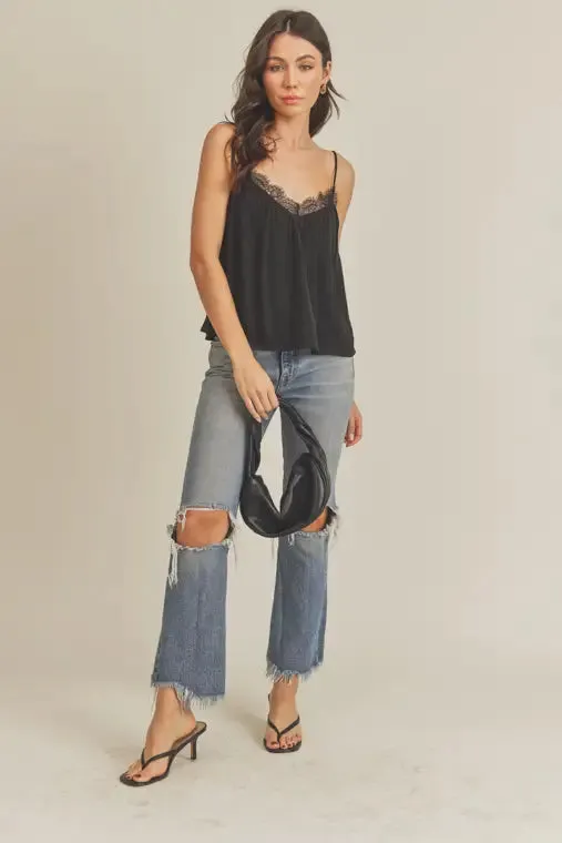 Black lace trim cami