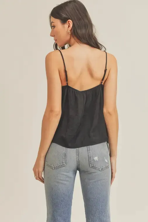 Black lace trim cami
