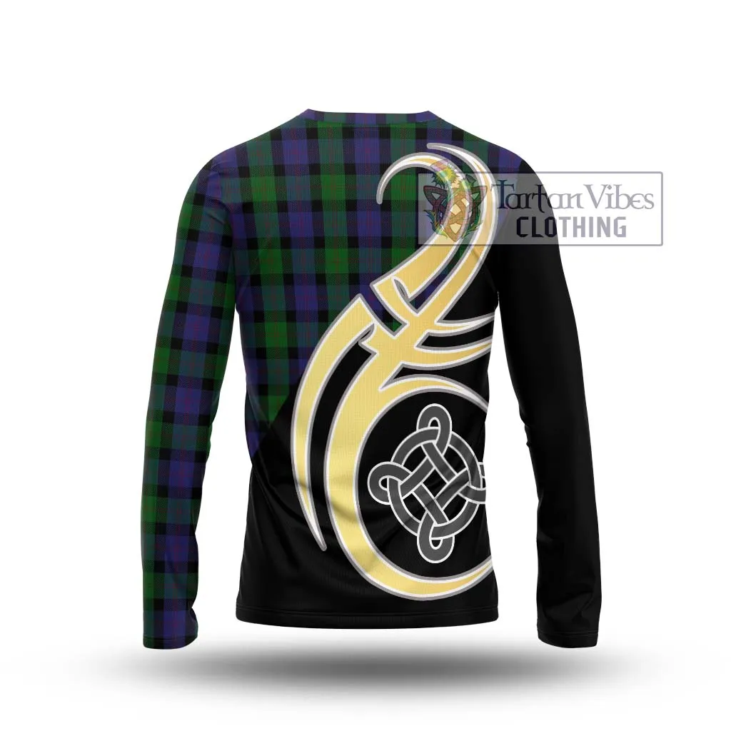 Blair Tartan Long Sleeve T-Shirt with Family Crest and Celtic Symbol Style