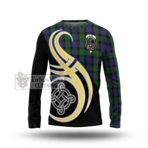 Blair Tartan Long Sleeve T-Shirt with Family Crest and Celtic Symbol Style