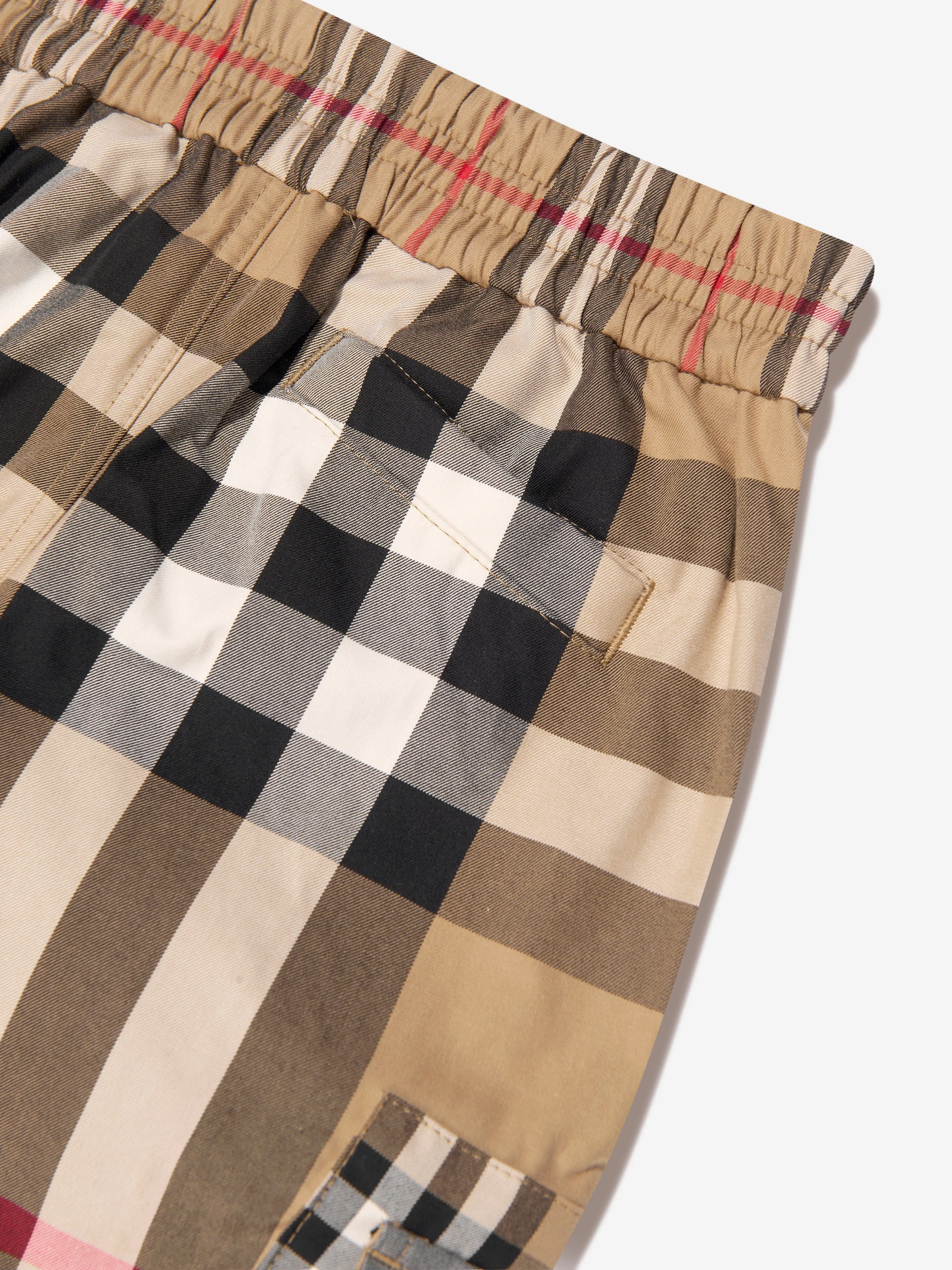 Burberry Boys Check Gordon Trousers In Beige