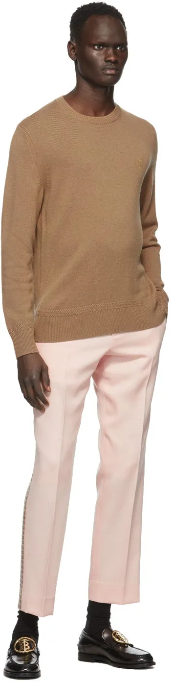 Burberry Tan Cashmere Monogram Motif Sweater
