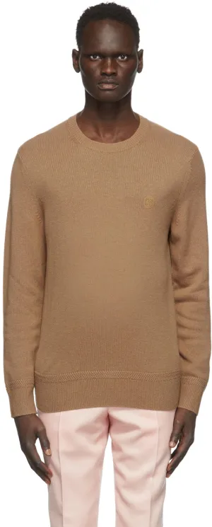 Burberry Tan Cashmere Monogram Motif Sweater