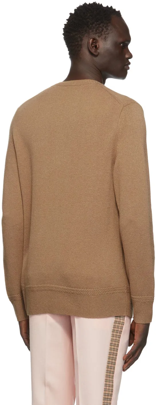 Burberry Tan Cashmere Monogram Motif Sweater