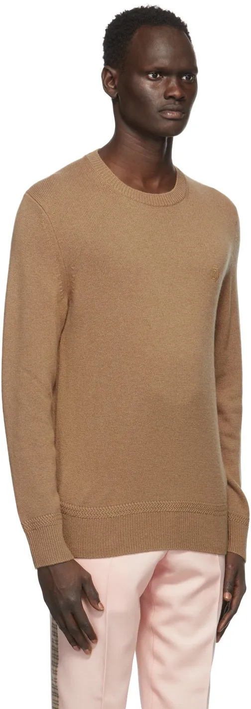 Burberry Tan Cashmere Monogram Motif Sweater