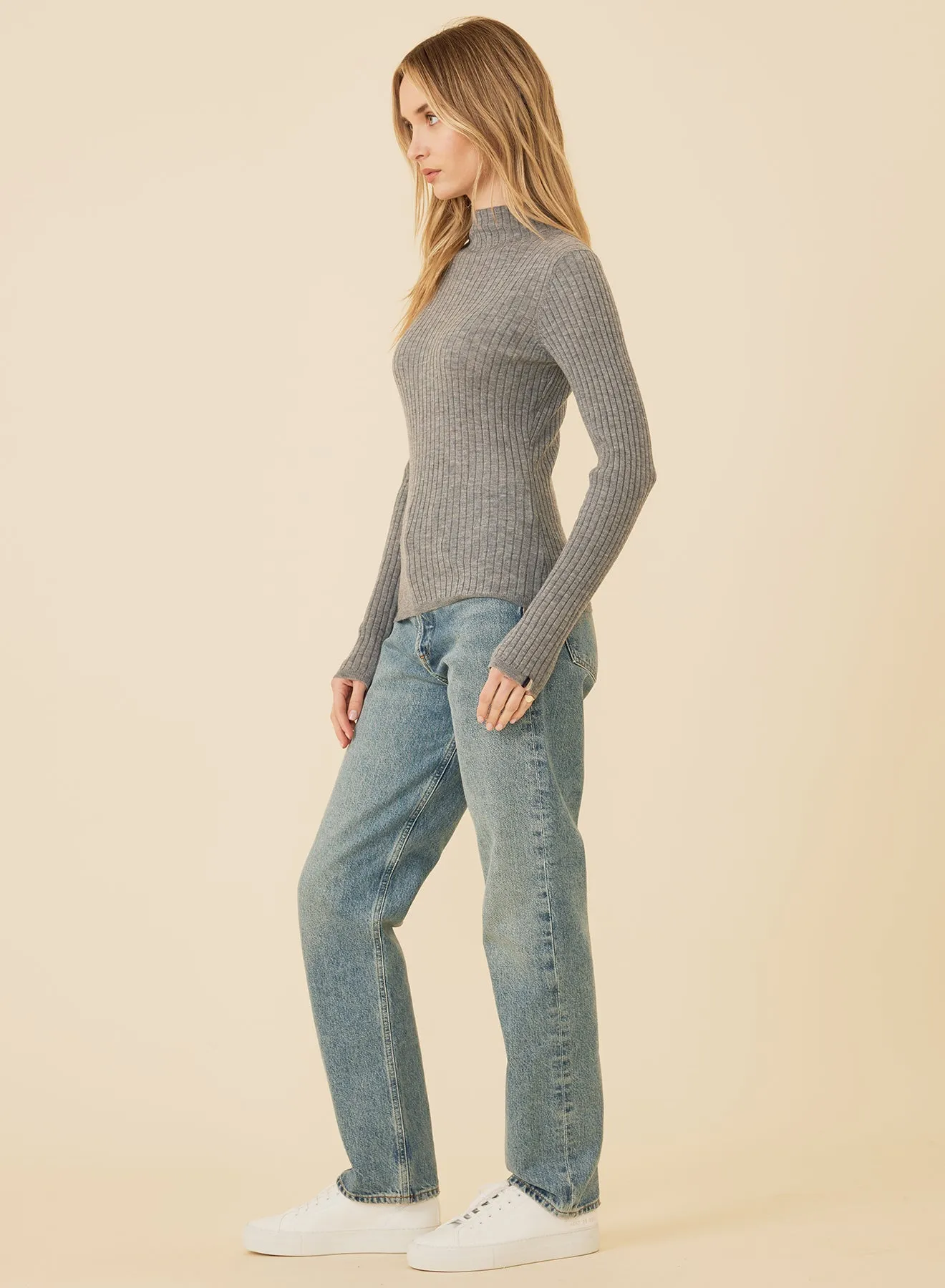 Carter Merino Mockneck - Slate