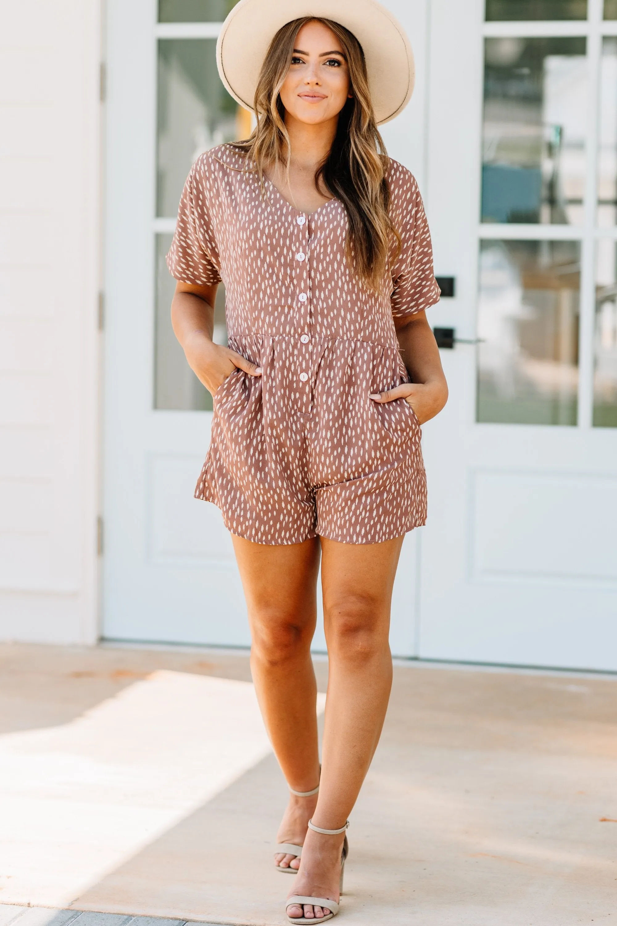 Clearly In Love Sienna Orange Printed Romper