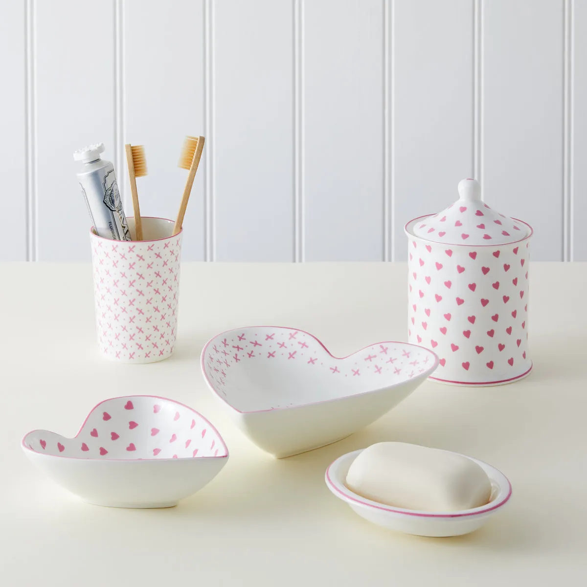Cotton Wool Jar Pink Heart