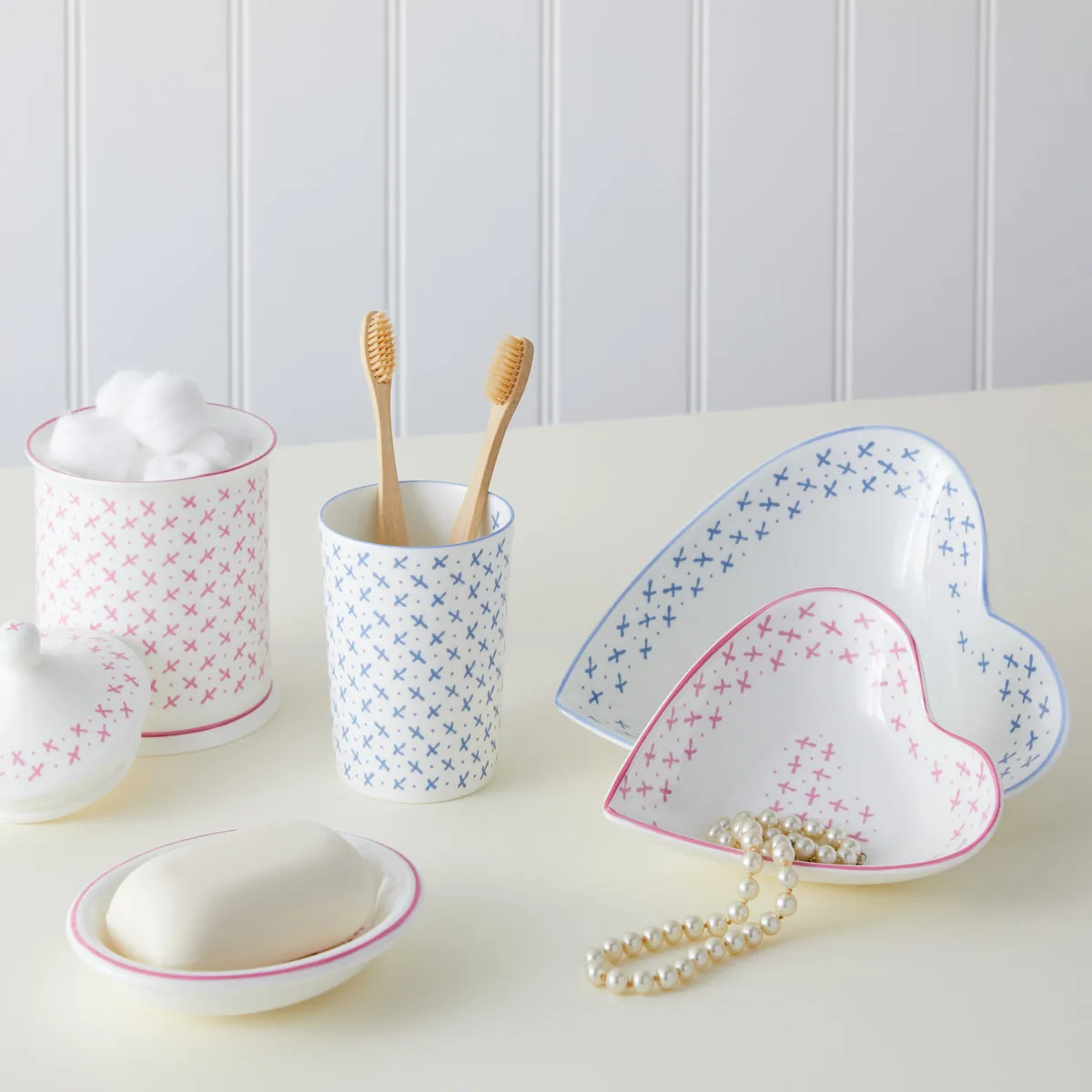 Cotton Wool Jar Pink Sprig