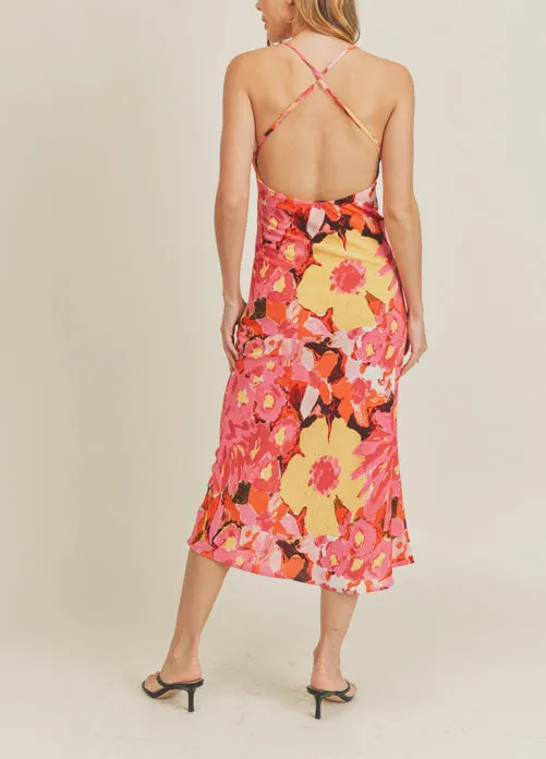 Criss-Cross Back Midi Slip Dress