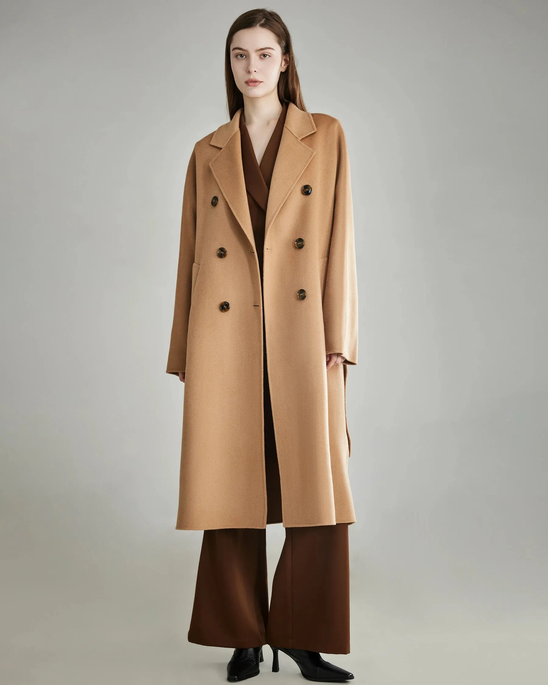 Double-breasted Belted Wool Coat