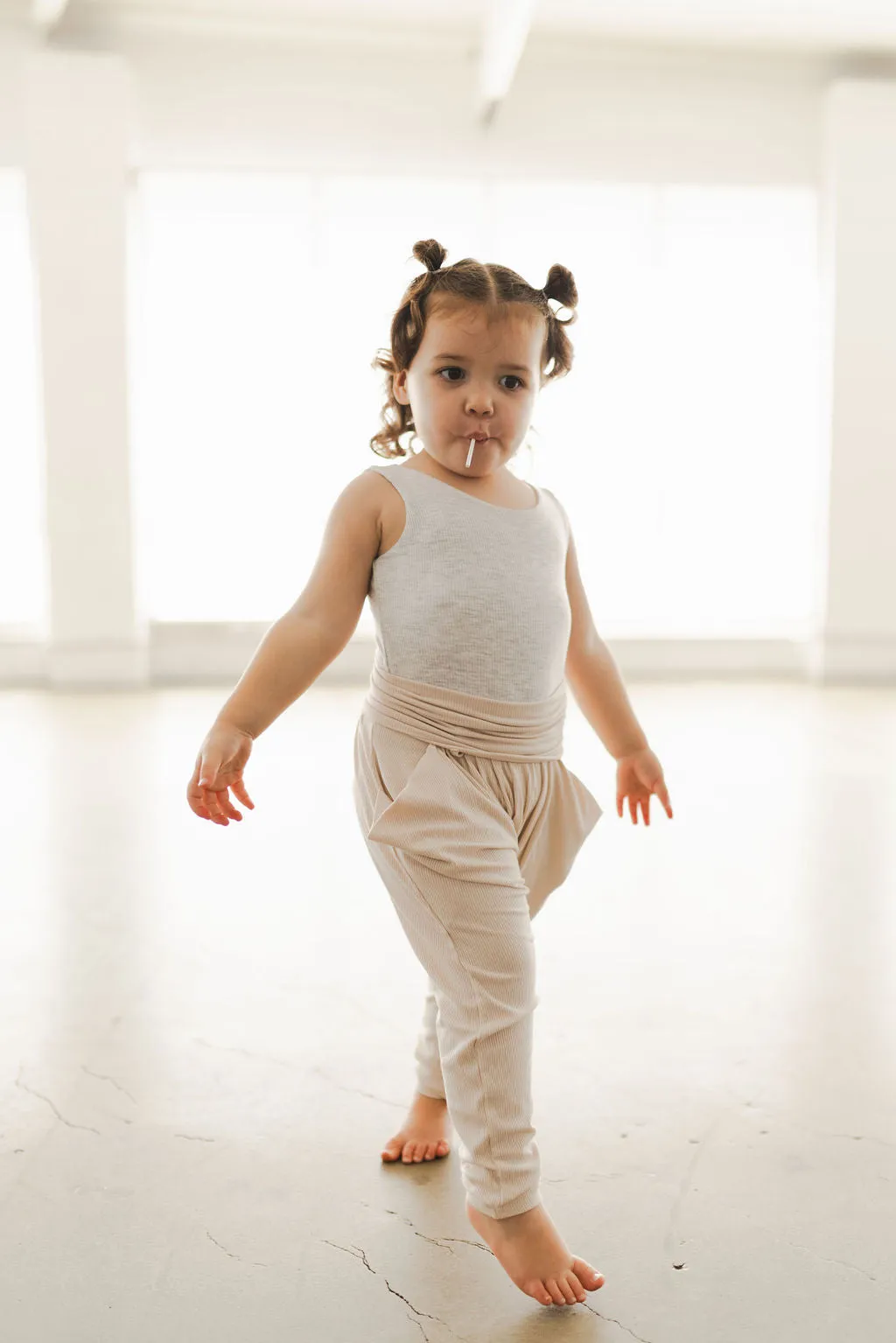 Drape Harem Romper KIDS - BEIGE