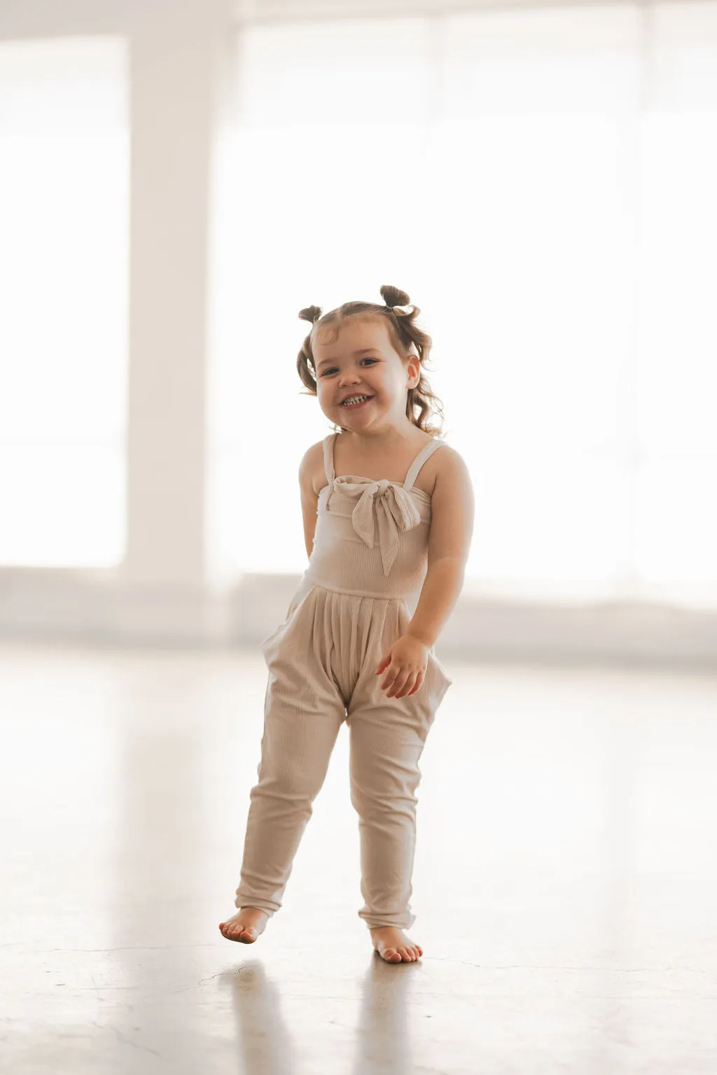 Drape Harem Romper KIDS - BEIGE