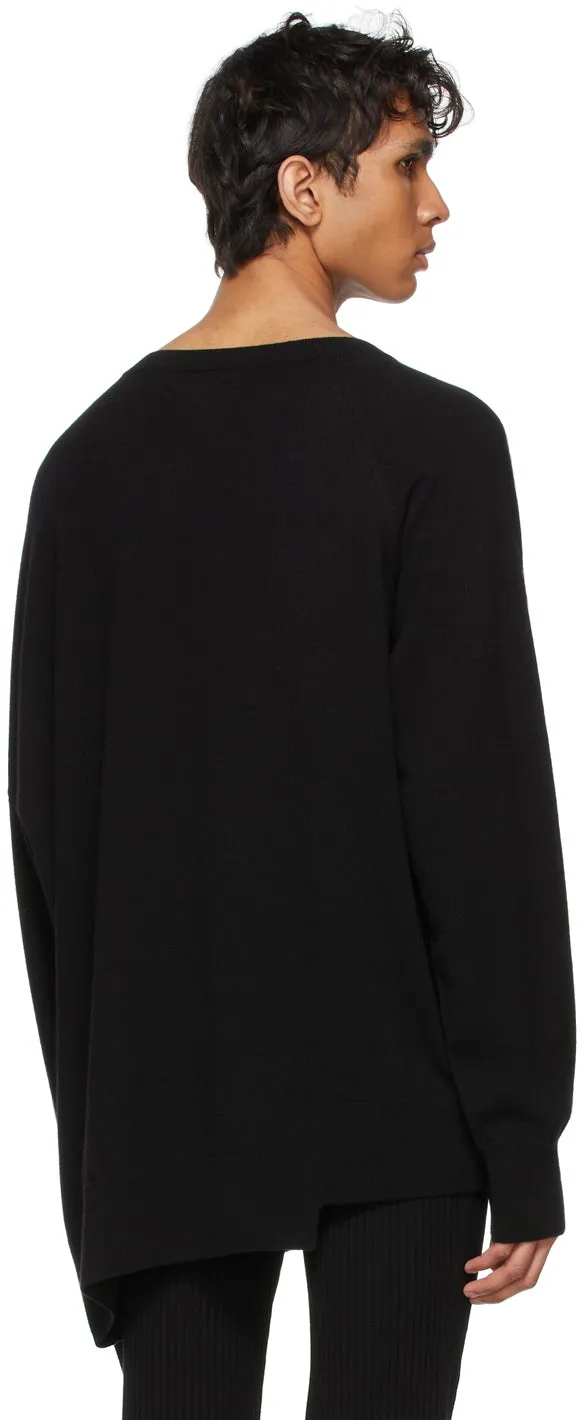 Dries Van Noten Black Cashmere Asymmetric Hem Sweater