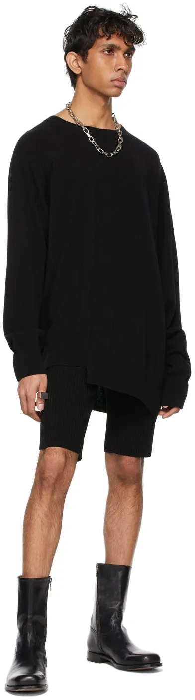 Dries Van Noten Black Cashmere Asymmetric Hem Sweater
