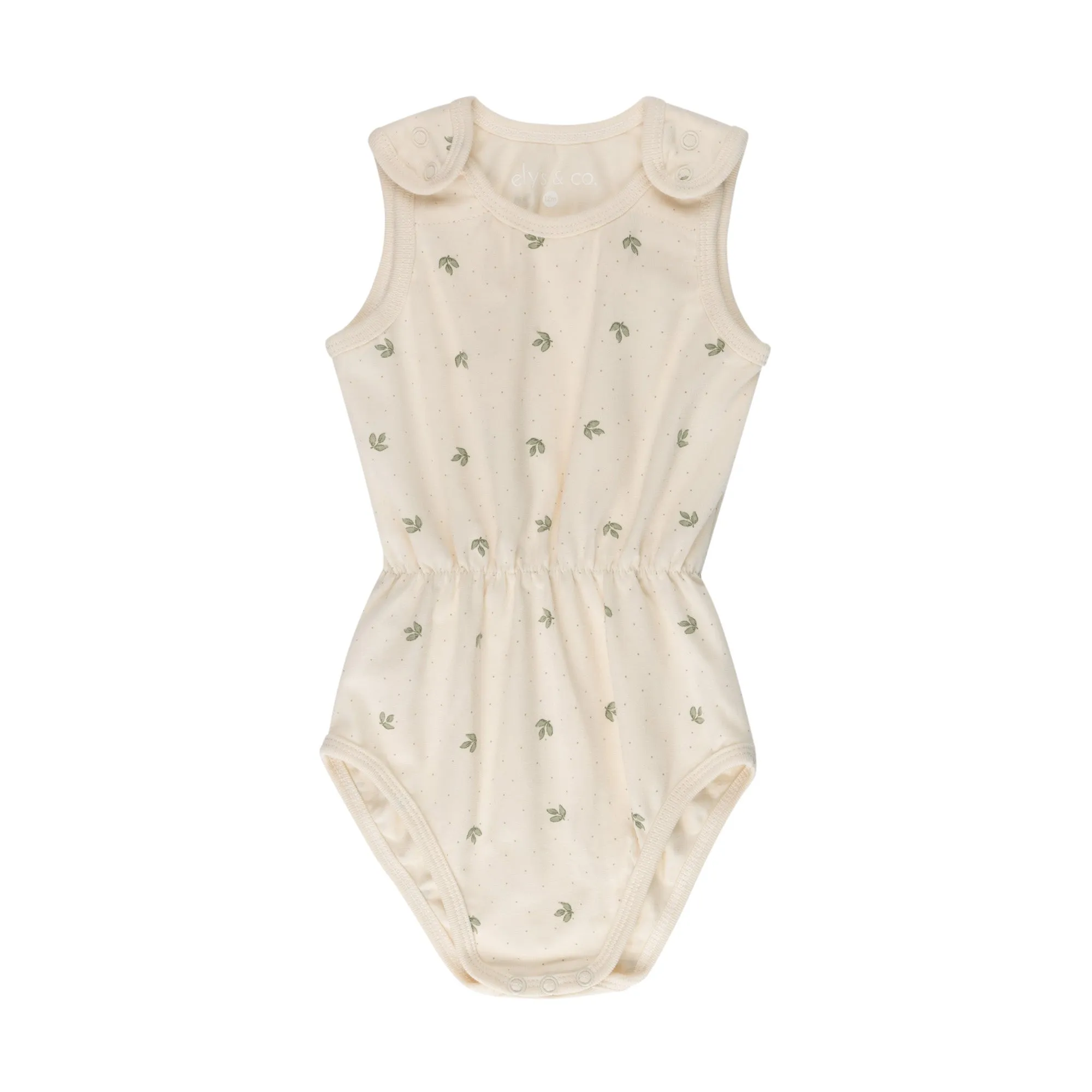 Ely's & Co Vintage Floral- Cream Leaf - Romper