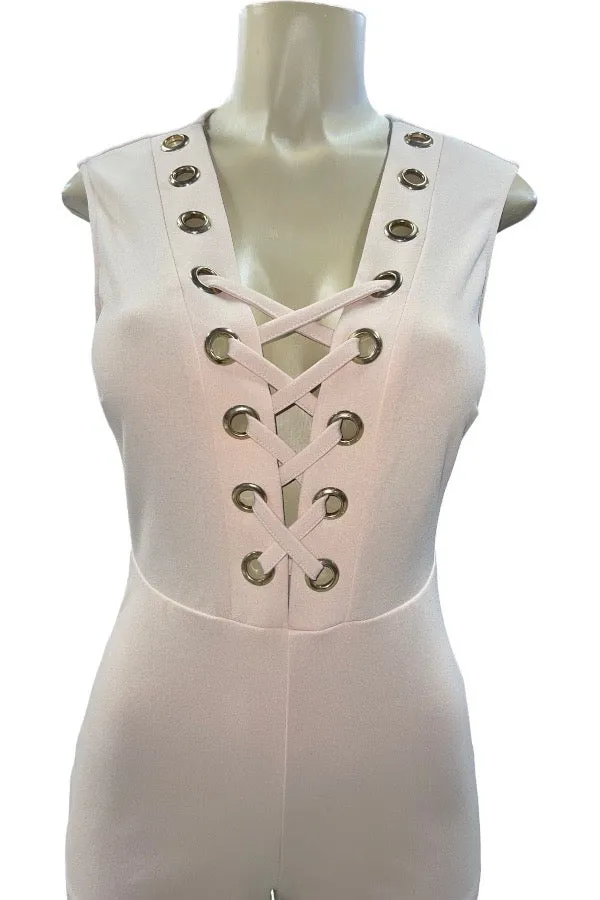 Eyelet Lace Up Bodycon Romper
