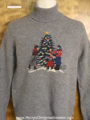 Family Decorating The Tree Bad Christmas Sweater