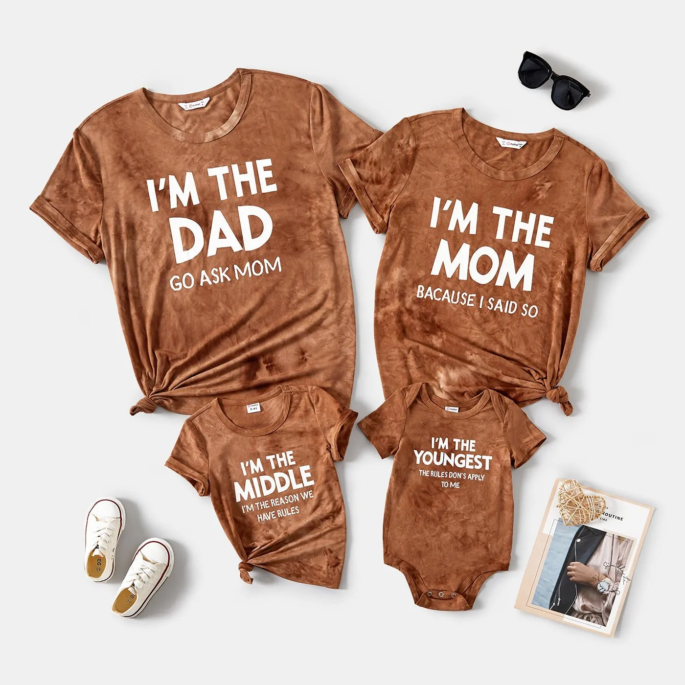 Family Matching Letter Print Short-sleeve Tops