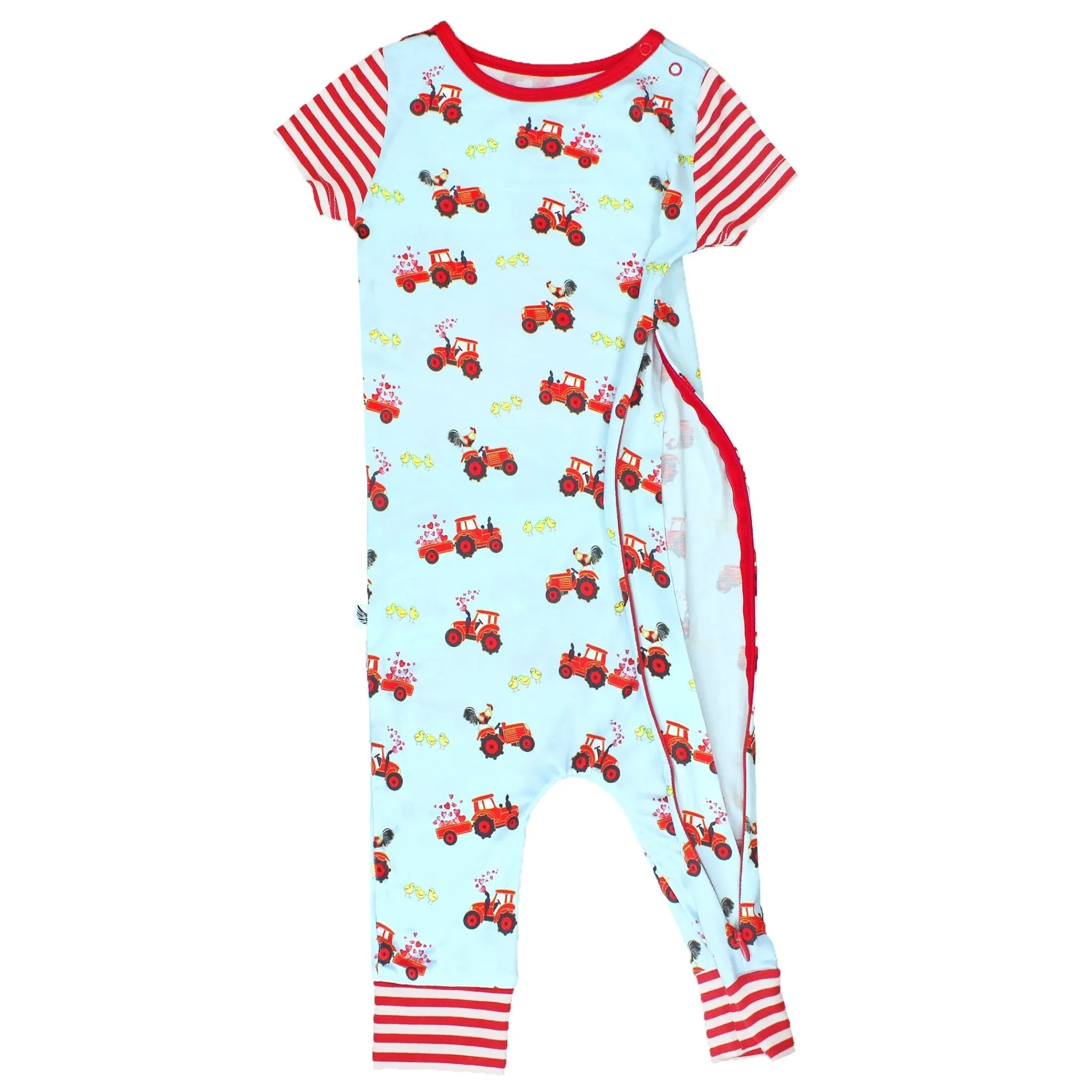 Farm Friends With Red Tractors Romper With Side Zipper (0-24m)