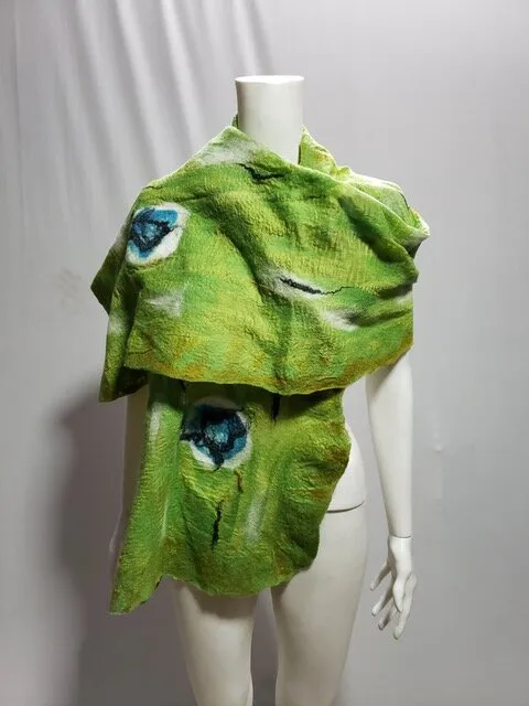 Felted shawls: TD English Rose~Lime S100-2