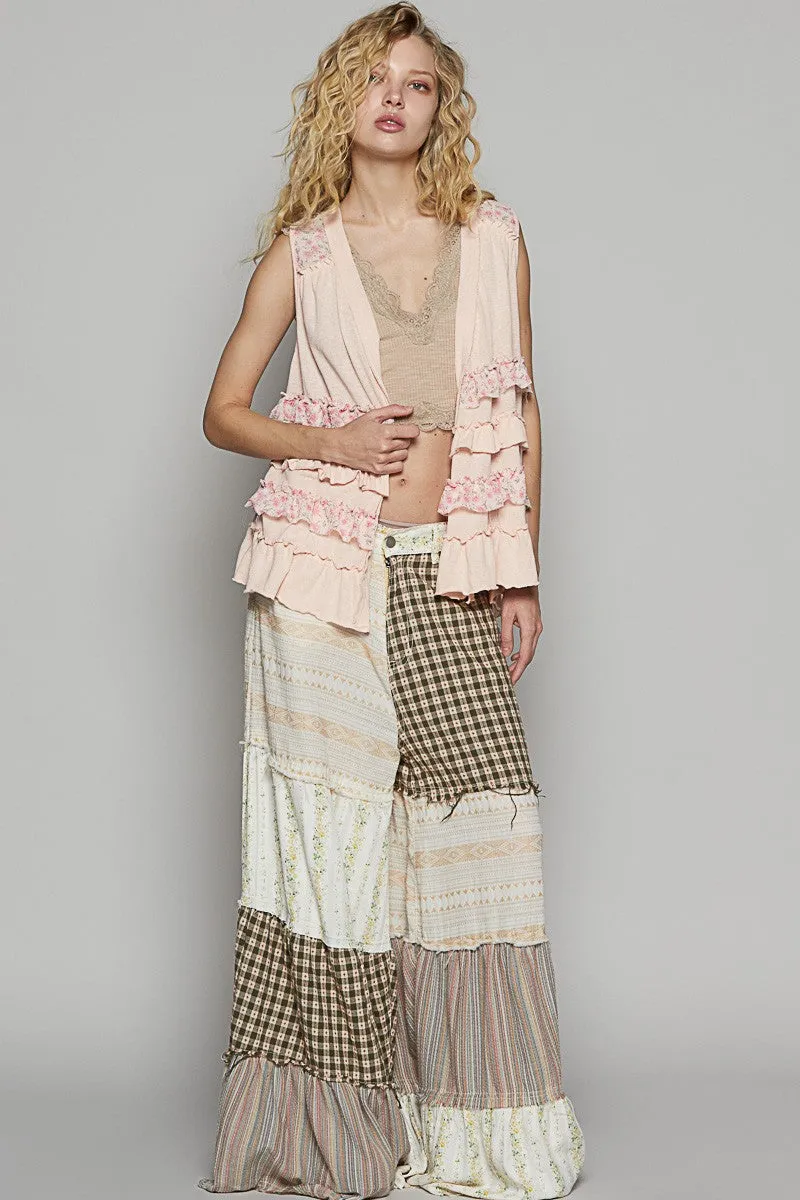 Floral Ruffled Open Front Vest – Boho Chic Layering Piece
