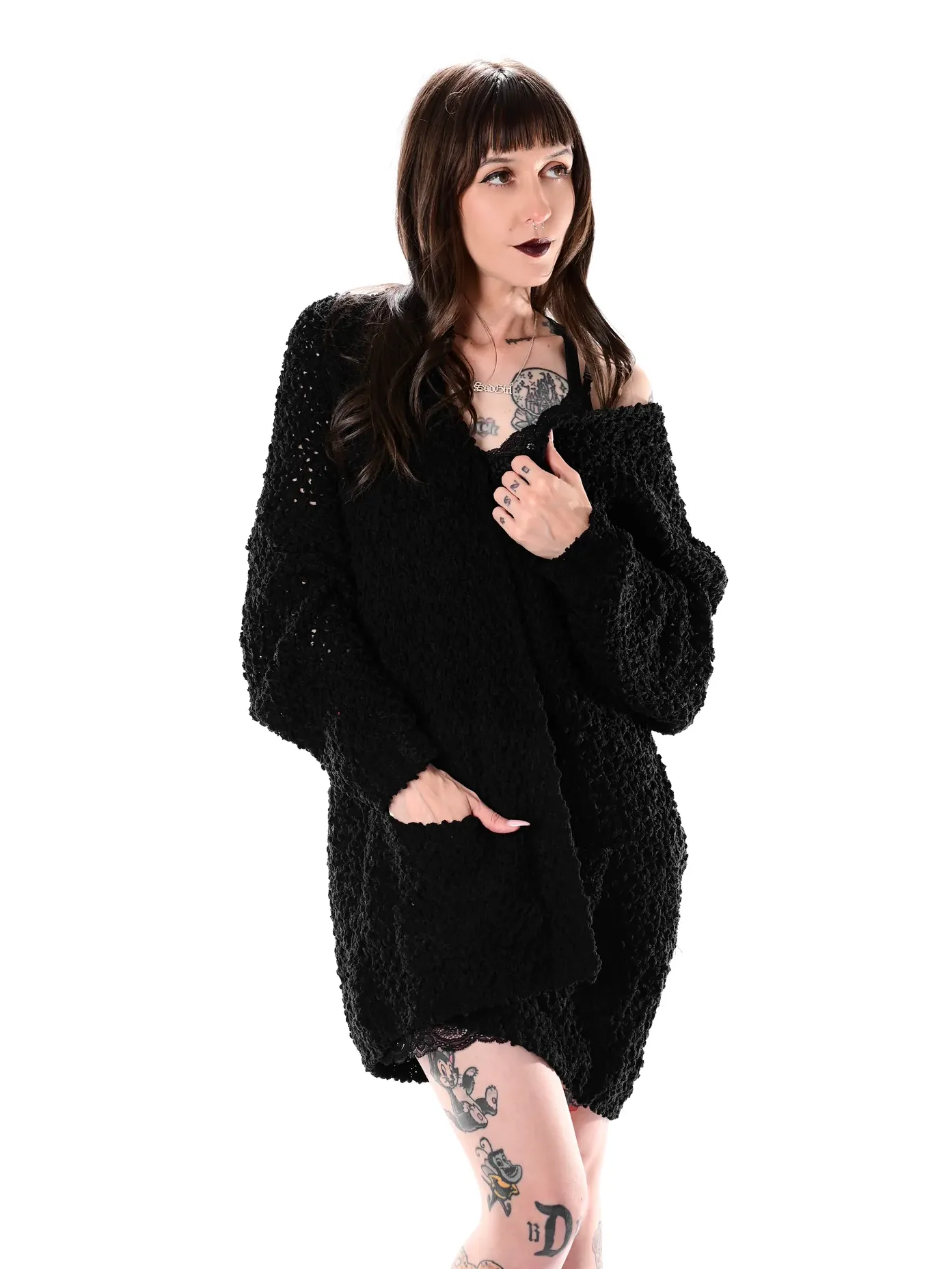 Gigi Oversized Sweater (Black) FOXBLOOD