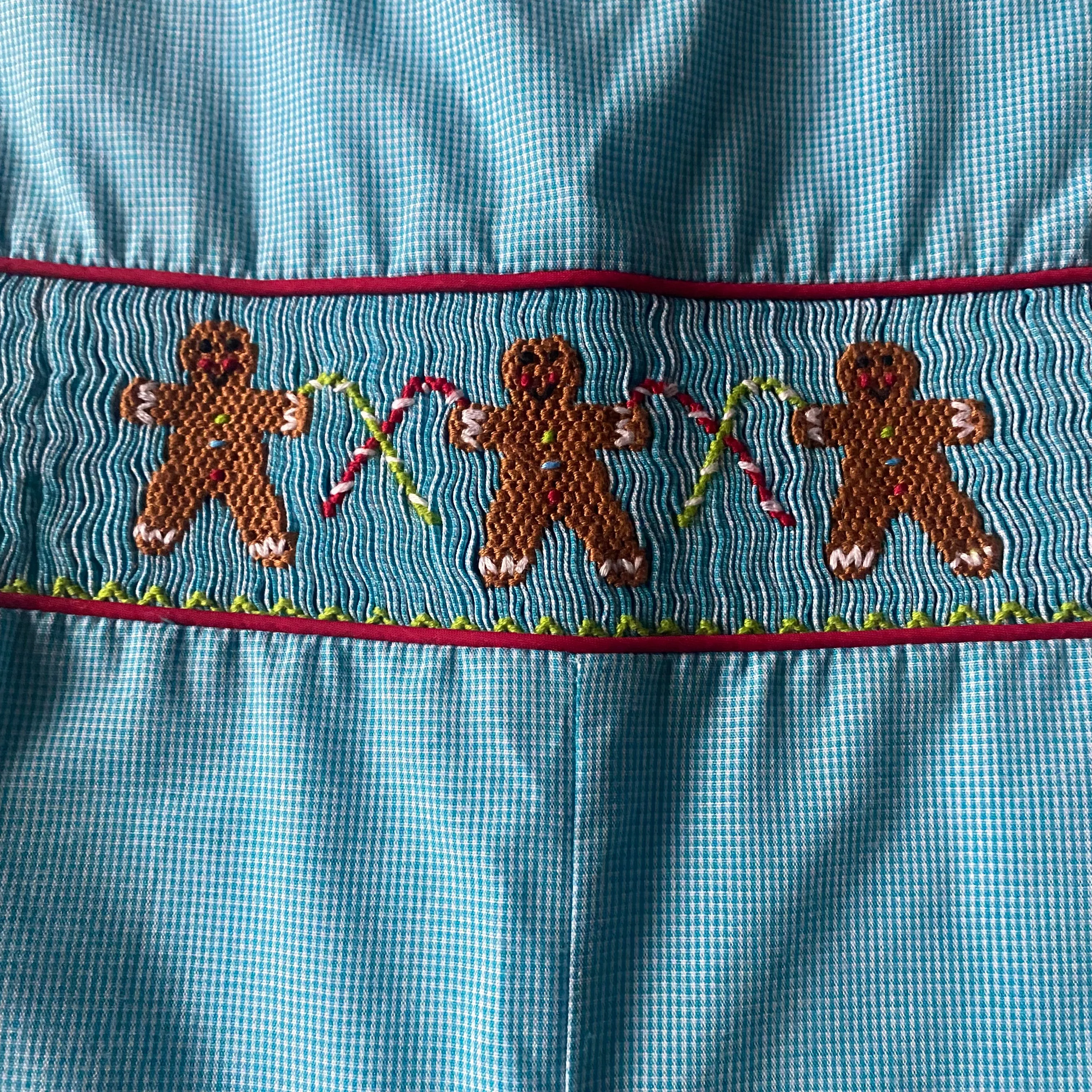 Gingerbread Smocked Blue Gingham Romper