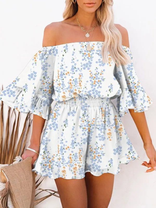 Grace Splicing Romper Short Set