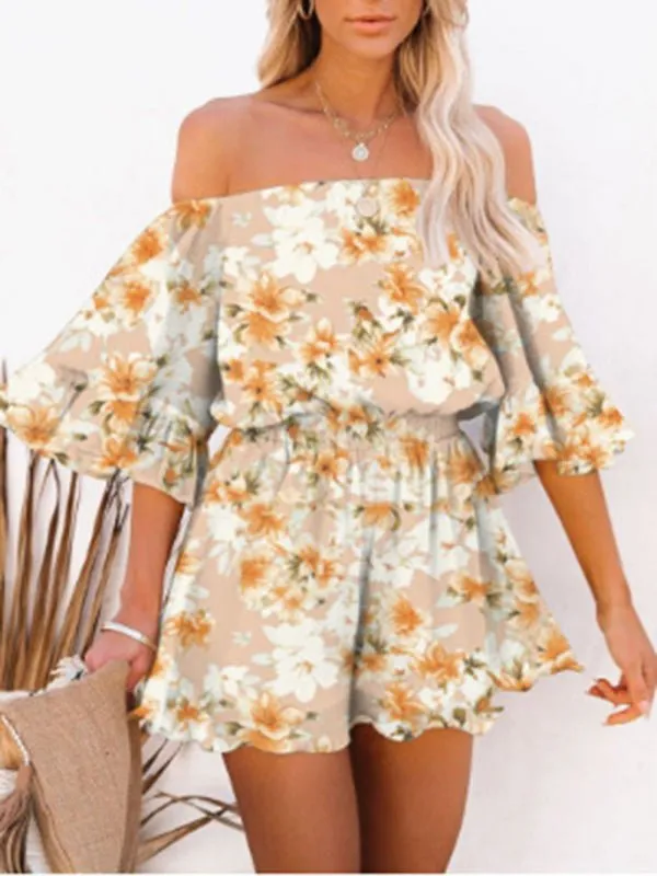 Grace Splicing Romper Short Set